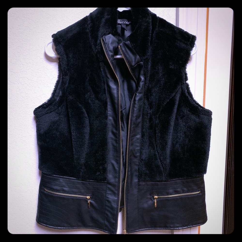 Faux fur/leather vest